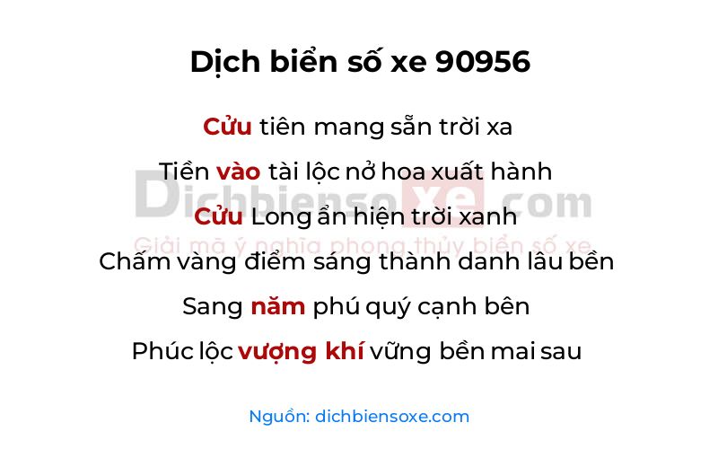 Dịch thơ biển số 90956