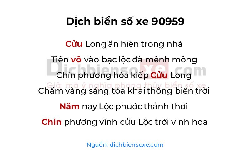 Dịch thơ biển số 90959