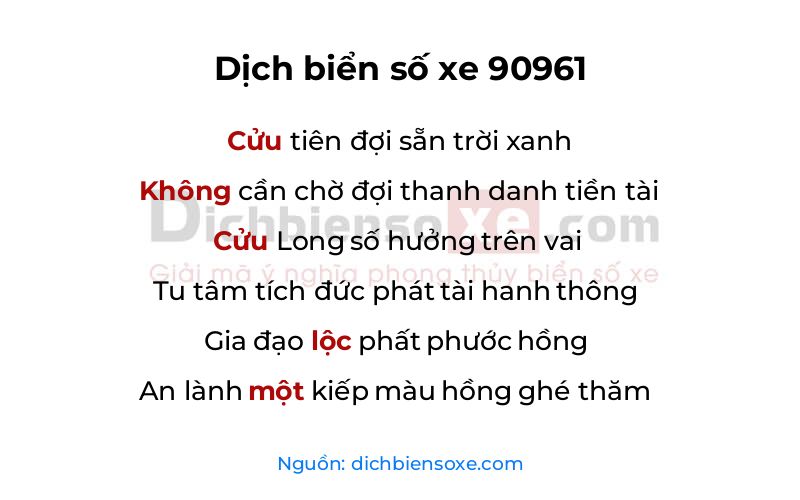 Dịch thơ biển số 90961