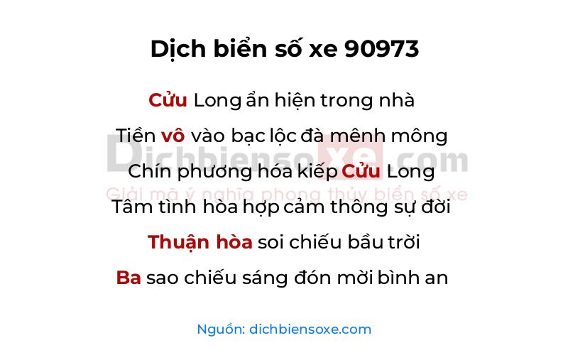 Dịch thơ biển số 90973