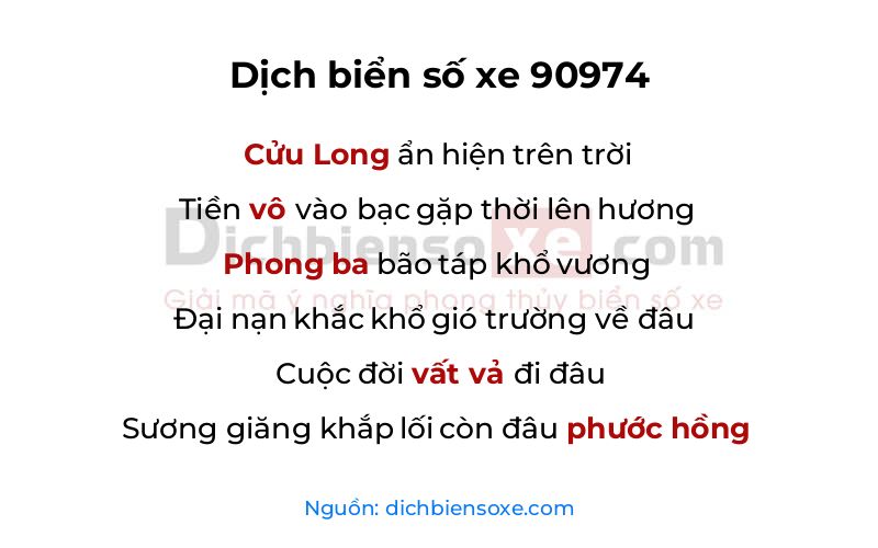 Dịch thơ biển số 90974