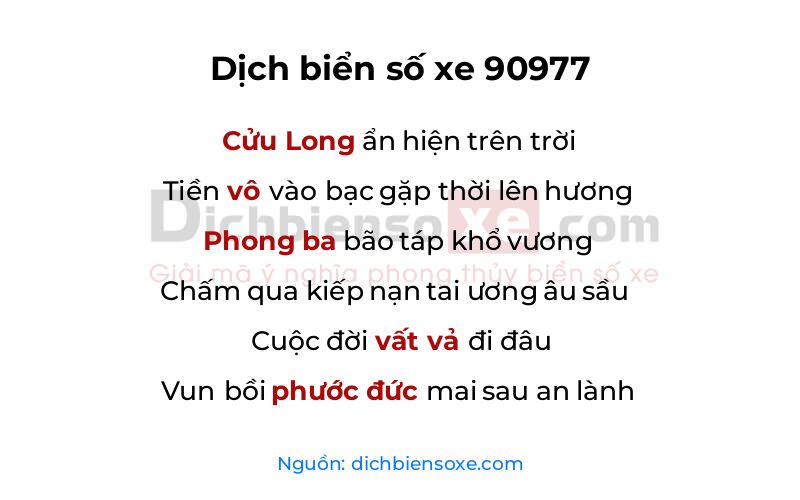 Dịch thơ biển số 90977
