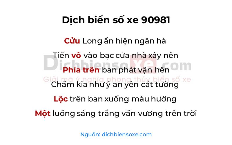 Dịch thơ biển số 90981