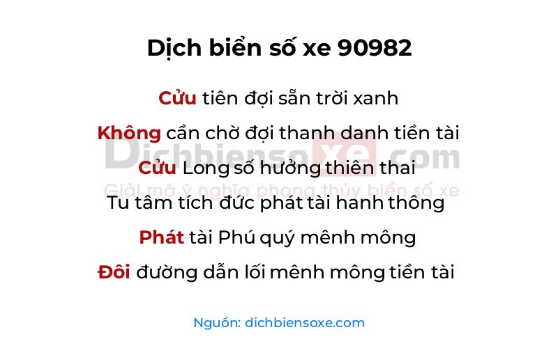 Dịch thơ biển số 90982
