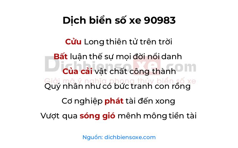Dịch thơ biển số 90983