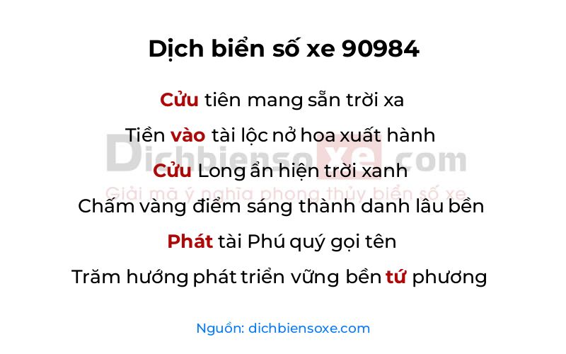Dịch thơ biển số 90984