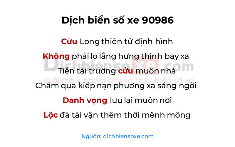Dịch thơ biển số 90986
