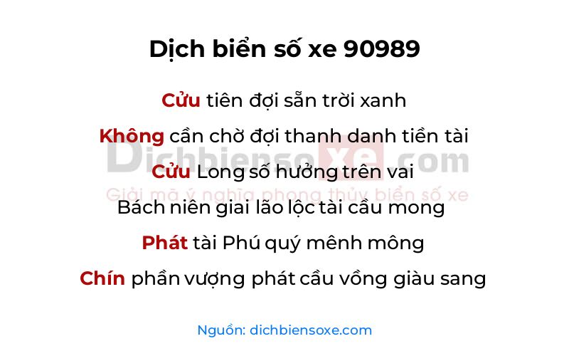 Dịch thơ biển số 90989