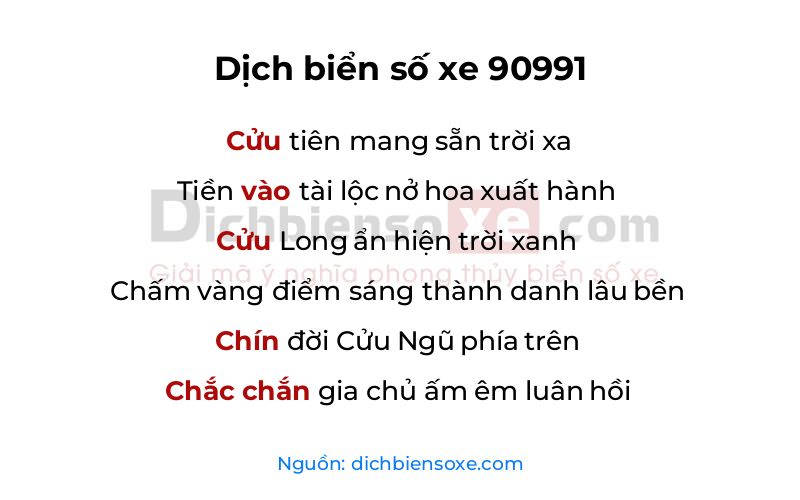 Dịch thơ biển số 90991