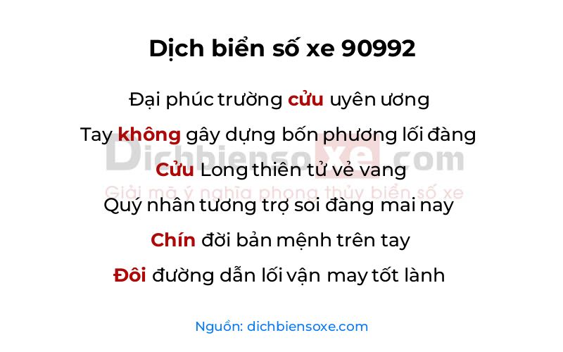 Dịch thơ biển số 90992