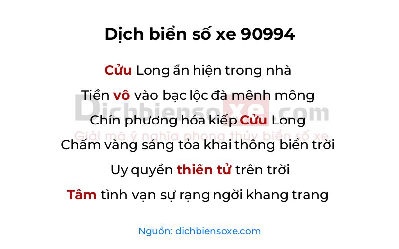 Dịch thơ biển số 90994
