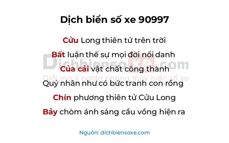 Dịch thơ biển số 90997