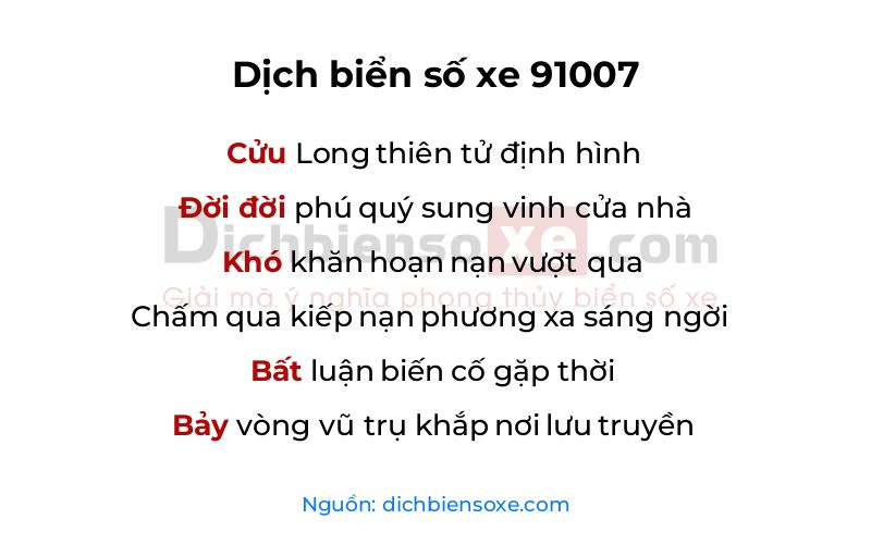 Dịch thơ biển số 91007