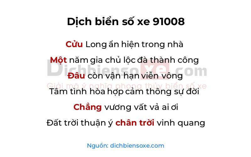 Dịch thơ biển số 91008