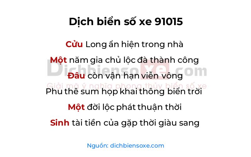 Dịch thơ biển số 91015