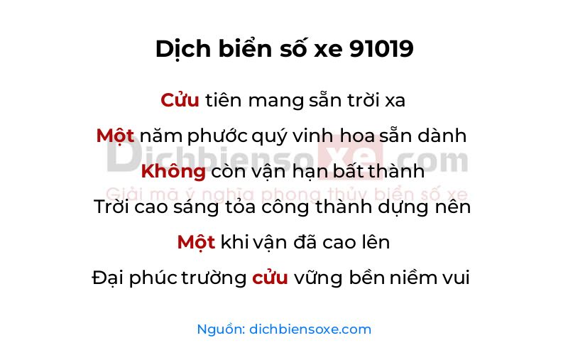 Dịch thơ biển số 91019