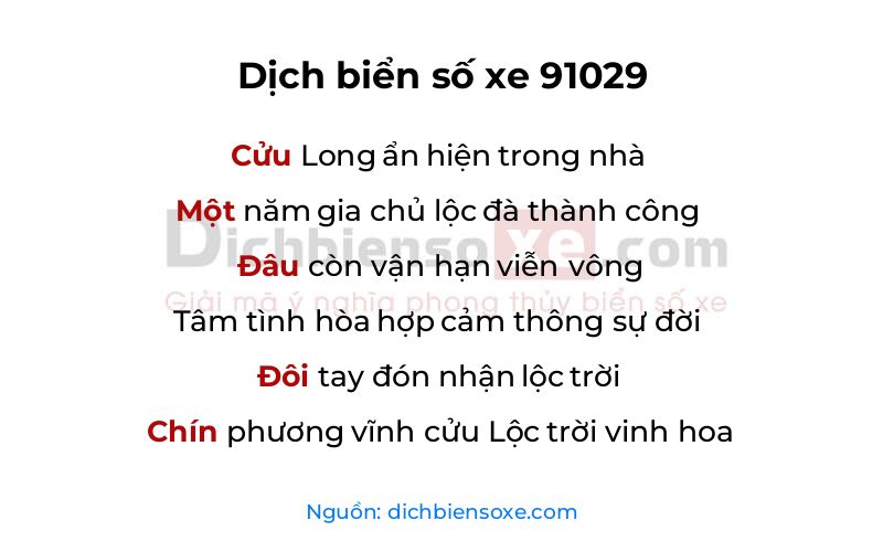 Dịch thơ biển số 91029