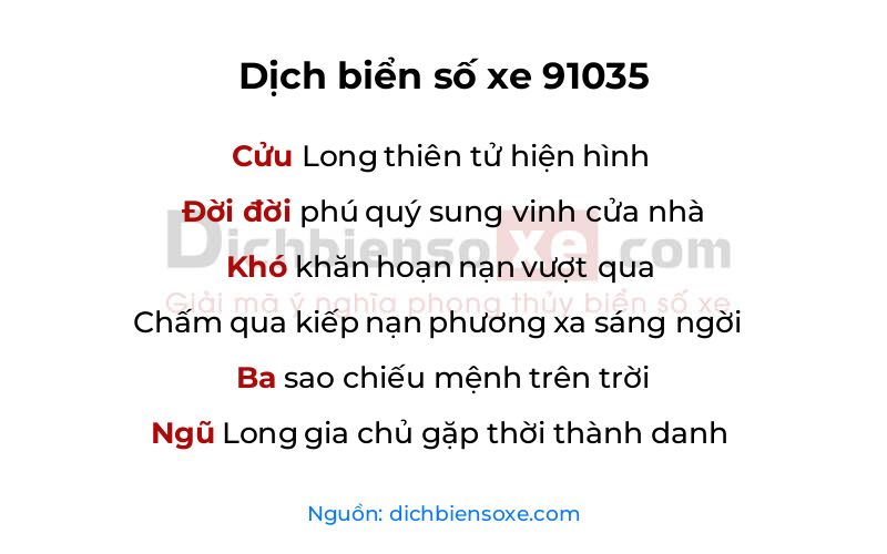 Dịch thơ biển số 91035