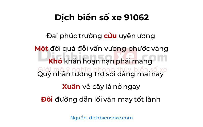 Dịch thơ biển số 91062