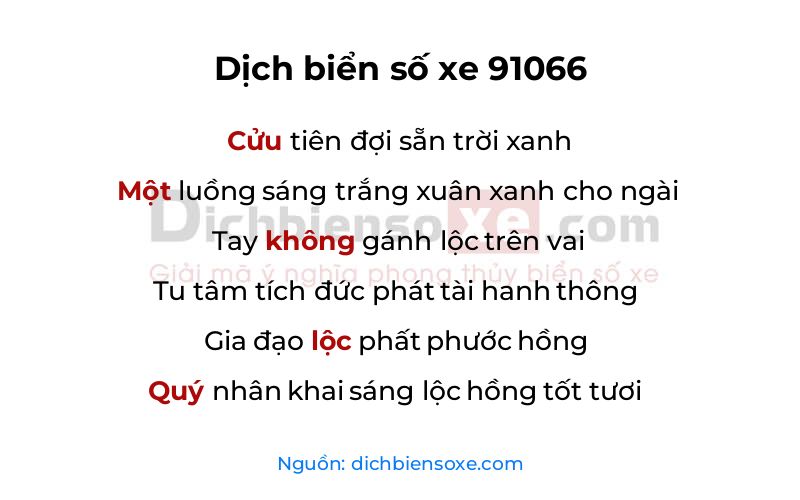Dịch thơ biển số 91066
