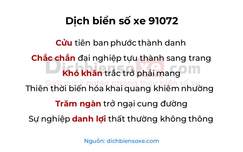 Dịch thơ biển số 91072