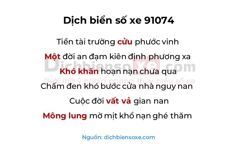 Dịch thơ biển số 91074