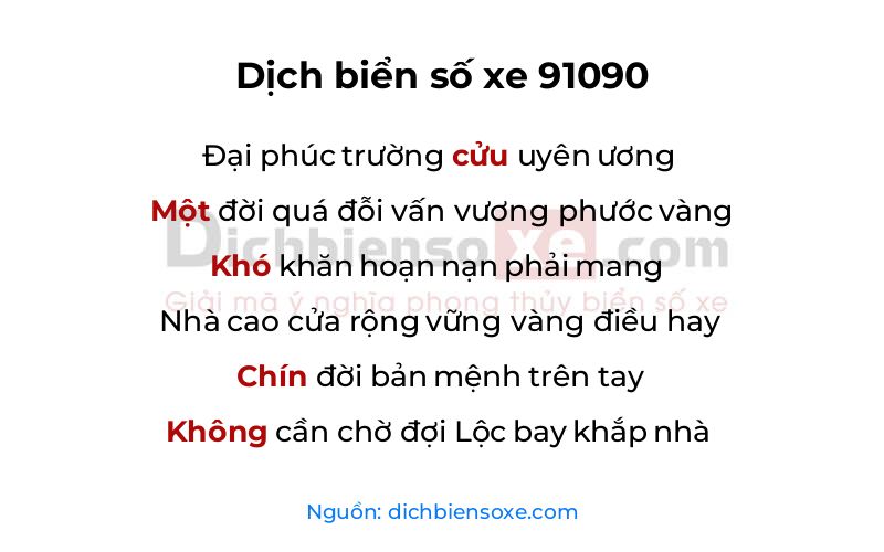 Dịch thơ biển số 91090