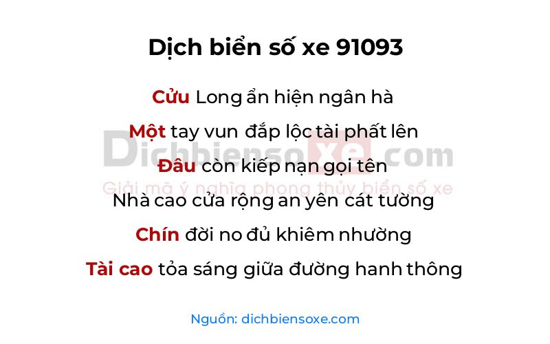 Dịch thơ biển số 91093