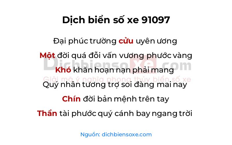 Dịch thơ biển số 91097