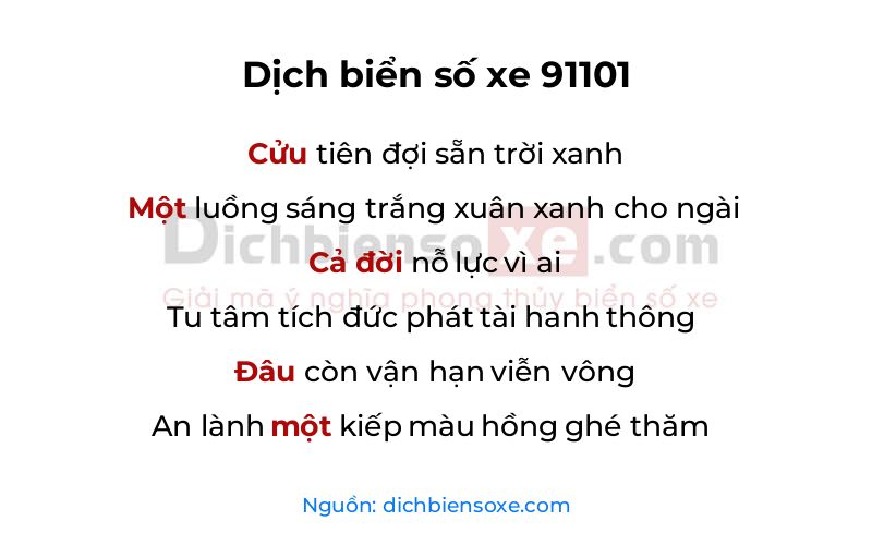 Dịch thơ biển số 91101