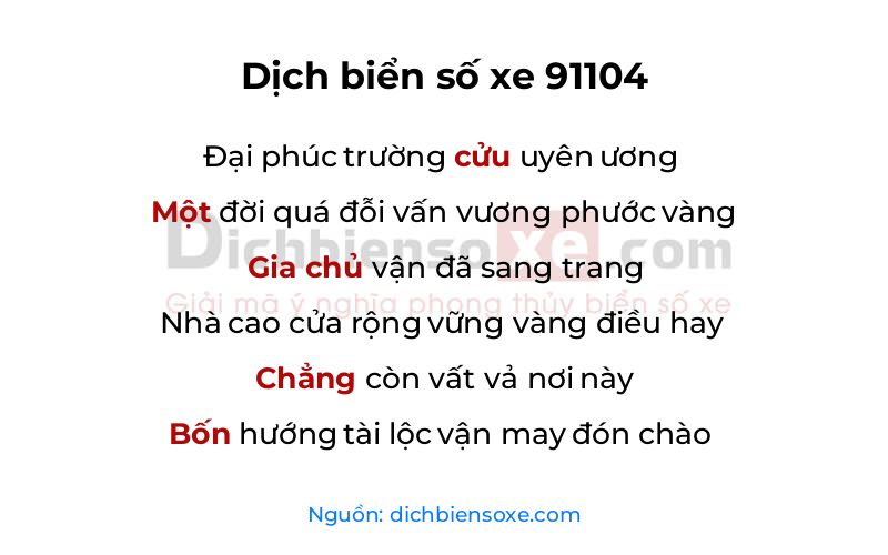 Dịch thơ biển số 91104