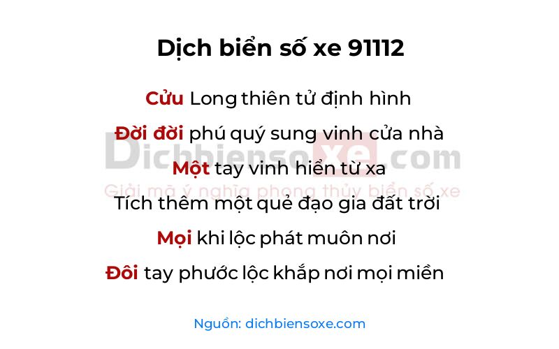 Dịch thơ biển số 91112