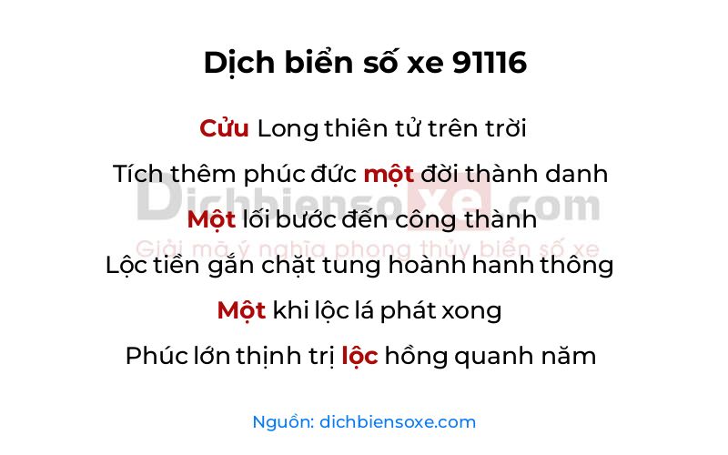 Dịch thơ biển số 91116