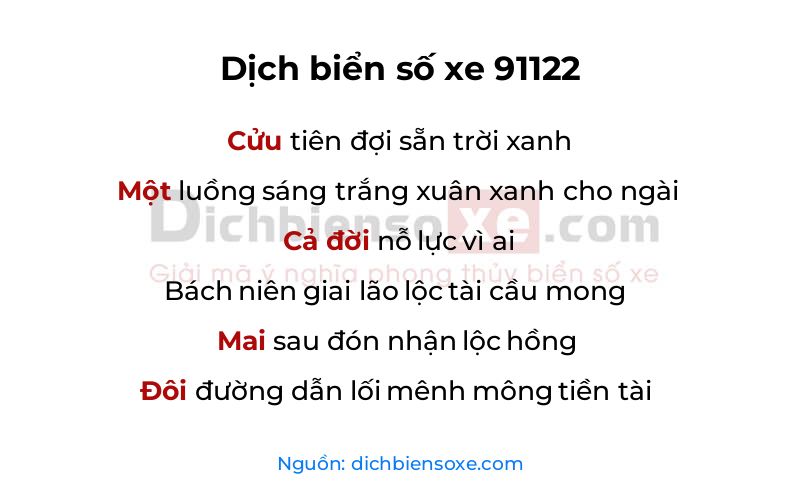 Dịch thơ biển số 91122