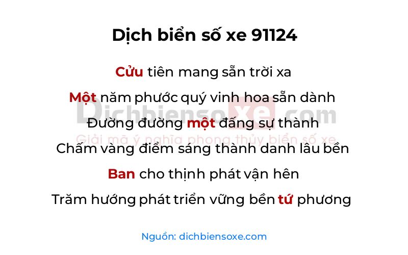 Dịch thơ biển số 91124