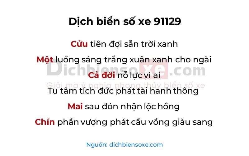 Dịch thơ biển số 91129