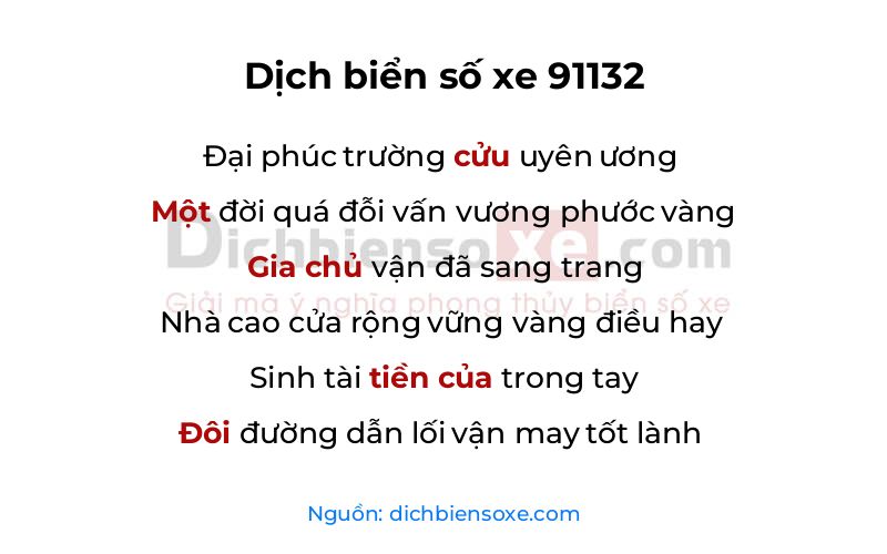 Dịch thơ biển số 91132