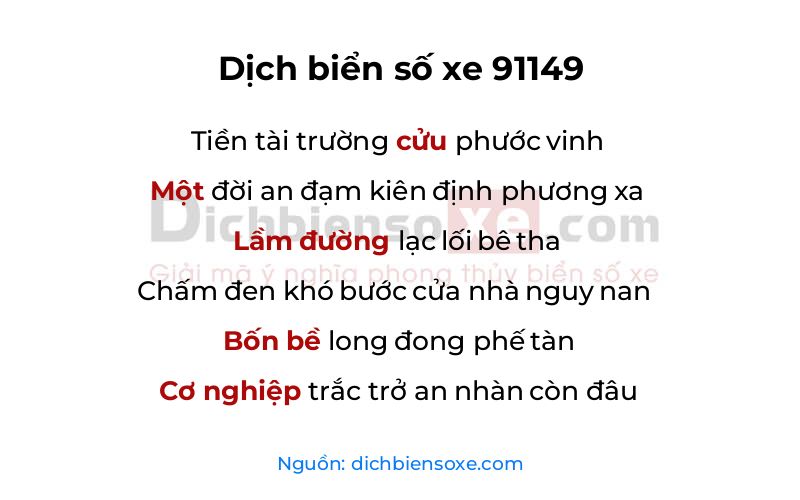 Dịch thơ biển số 91149