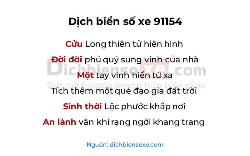 Dịch thơ biển số 91154