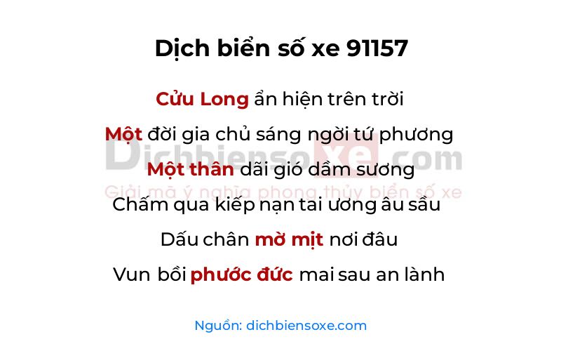 Dịch thơ biển số 91157
