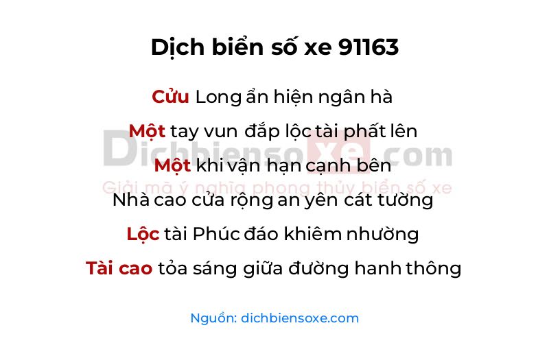 Dịch thơ biển số 91163