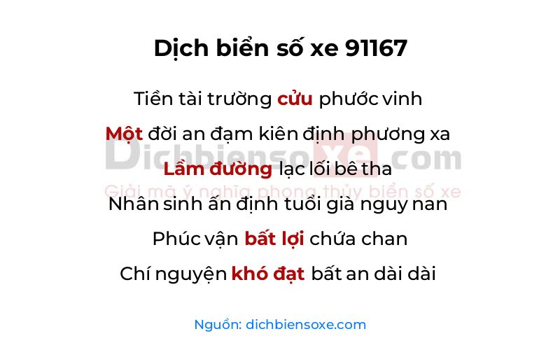 Dịch thơ biển số 91167