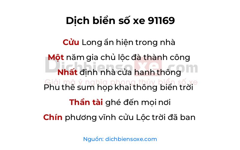 Dịch thơ biển số 91169