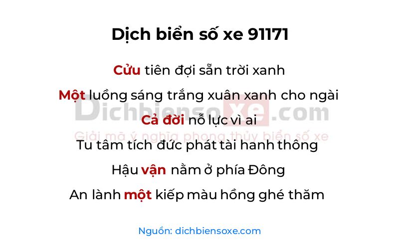 Dịch thơ biển số 91171