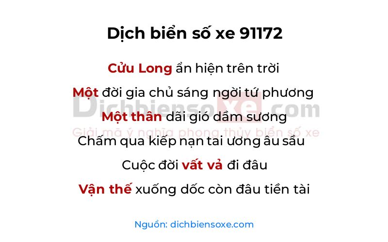 Dịch thơ biển số 91172