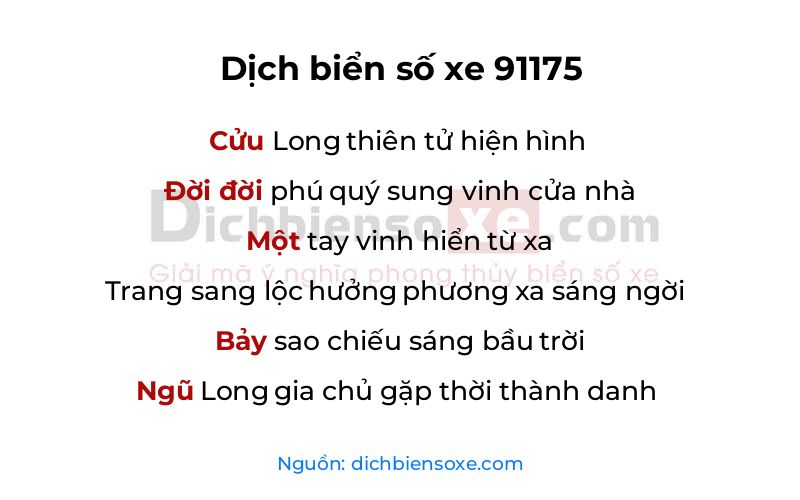 Dịch thơ biển số 91175