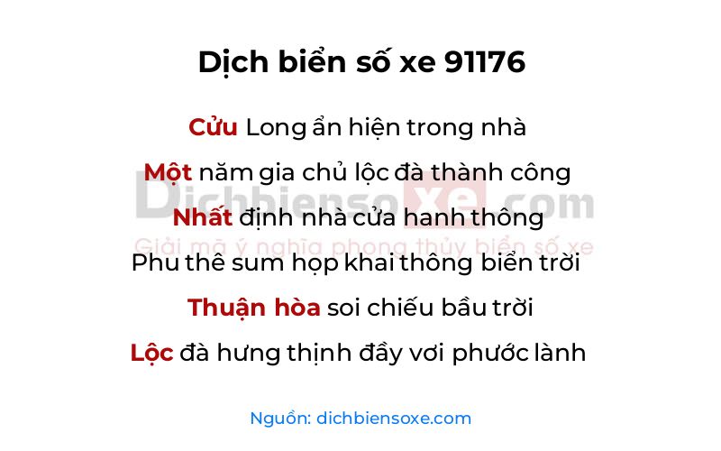 Dịch thơ biển số 91176