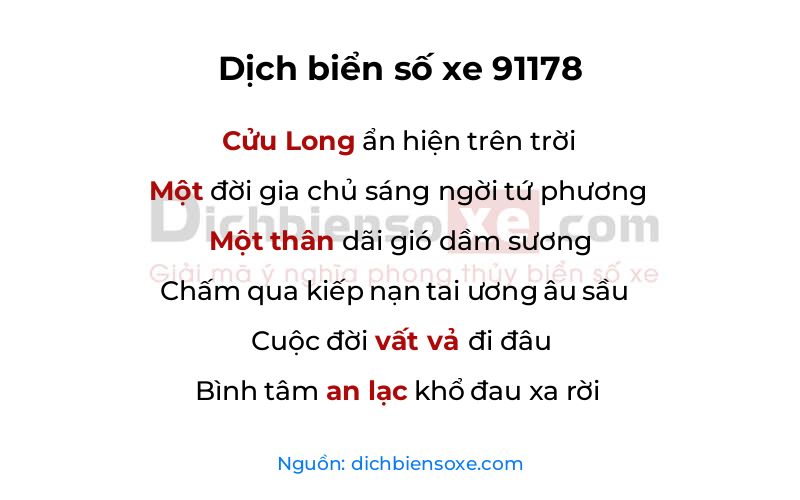 Dịch thơ biển số 91178