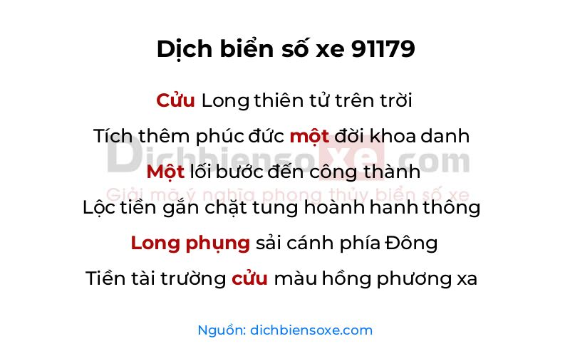 Dịch thơ biển số 91179