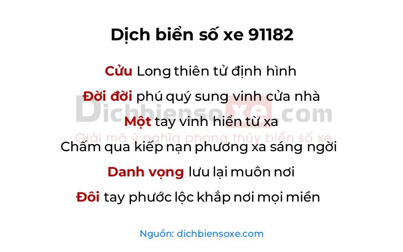 Dịch thơ biển số 91182